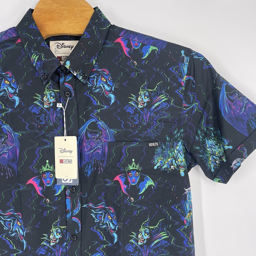 RSVLTS Disney Villains Neon Nightmares Kunuflex Shirt Mens XL Short Sleeve NEW
